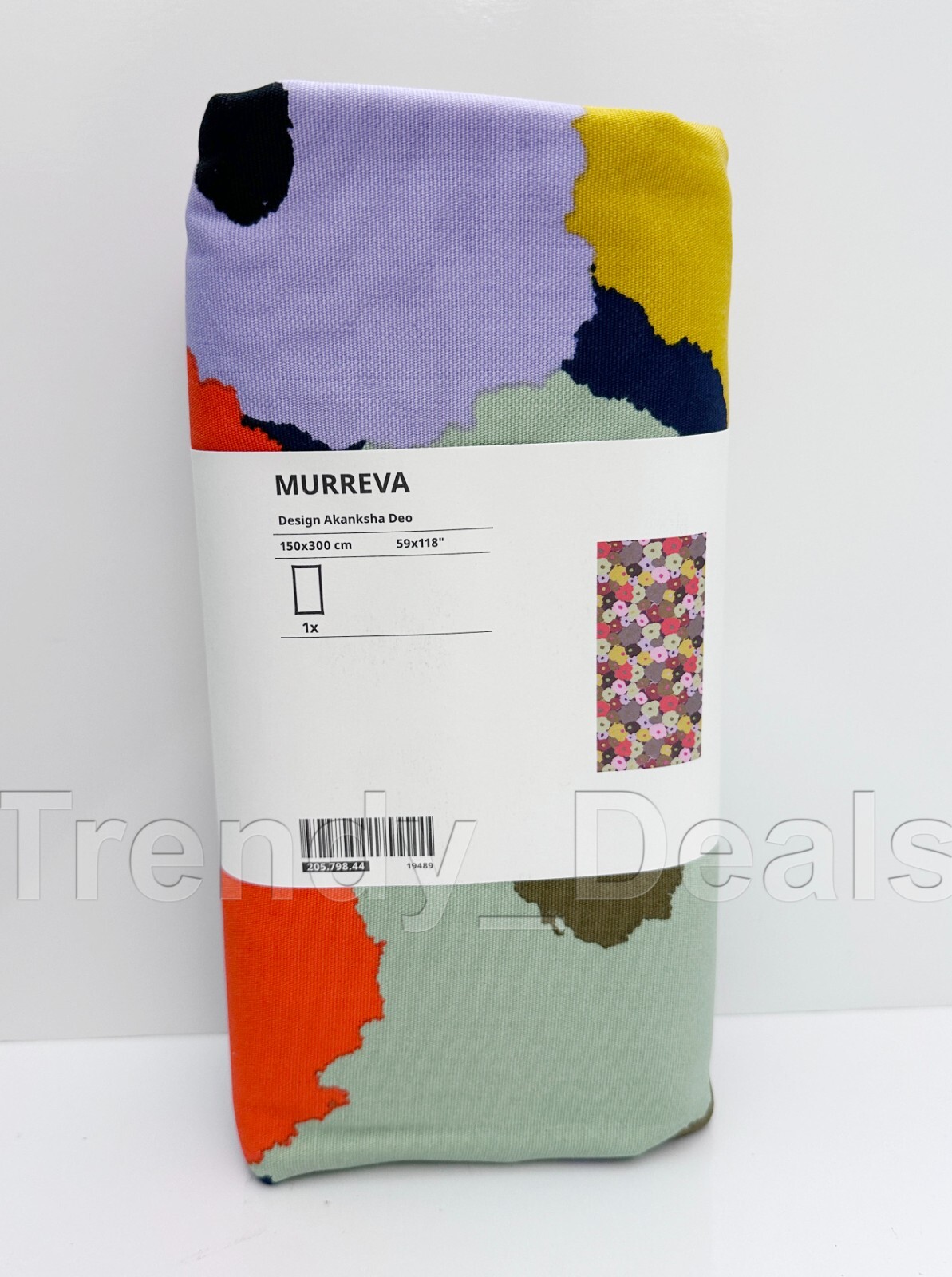 Ikea MURREVA Pre-cut Fabric Floral Multicolor for Cushions, Curtains 59x118"
