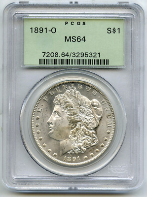 1891-O Morgan Silver Dollar PCGS MS64 Green Label - New Orleans Mint - J23