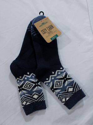Northeast Outfitters Mens Aloe Infused Cozy Cabin Socks TS8 Blue Size 8-12.5 NWT