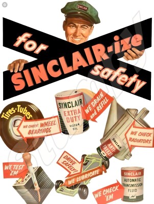 Sinclair -ize for Safety Ad Metal Sign 9'' x 12'' or 12'' x 16''
