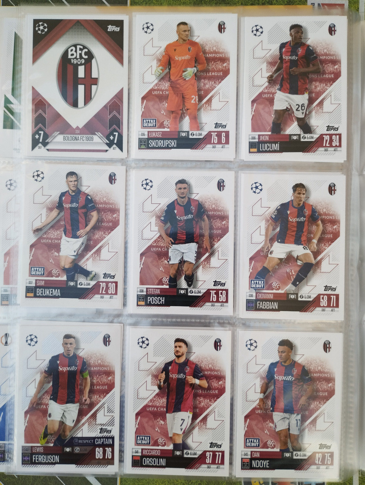 Topps Match Attax 2024/25 All 9 BOLOGNA FC 1909 cards - FULL