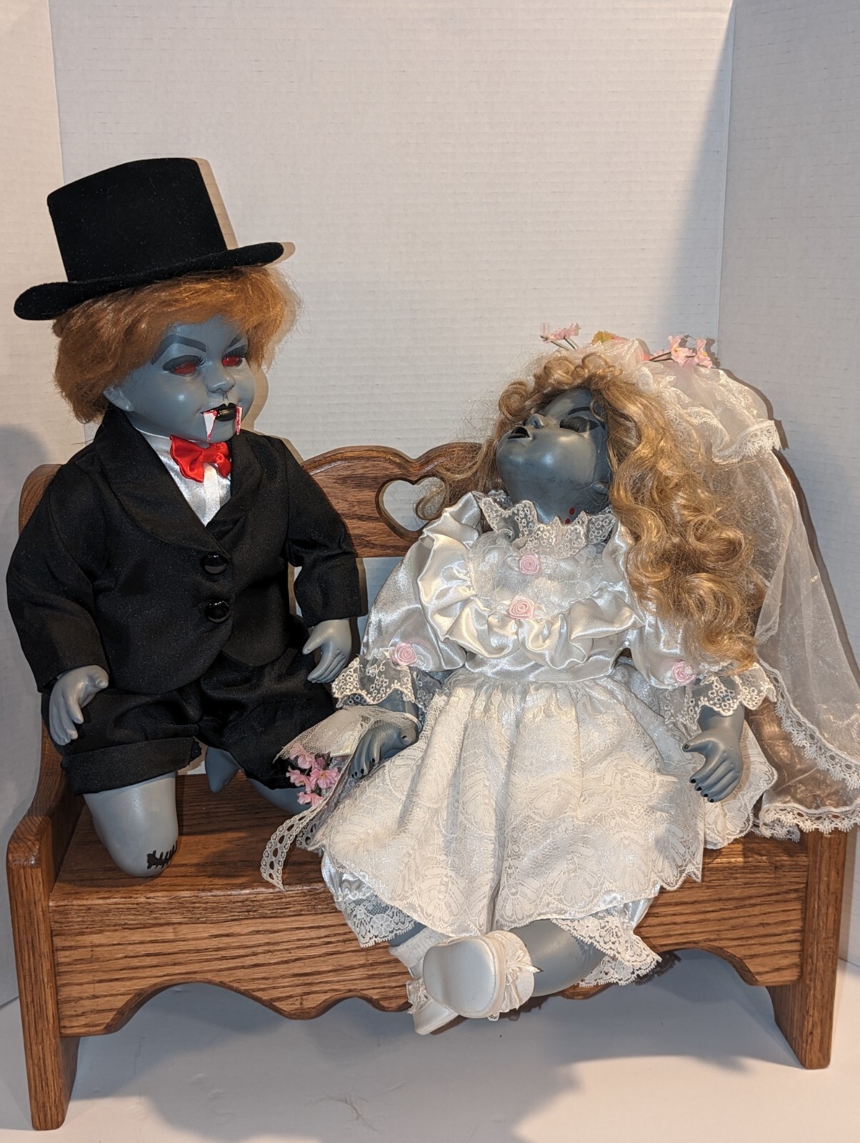Mr and Mrs Vampire Wedding OOAK Creepy Horror Scary Porcelain Hand paint  Dolls