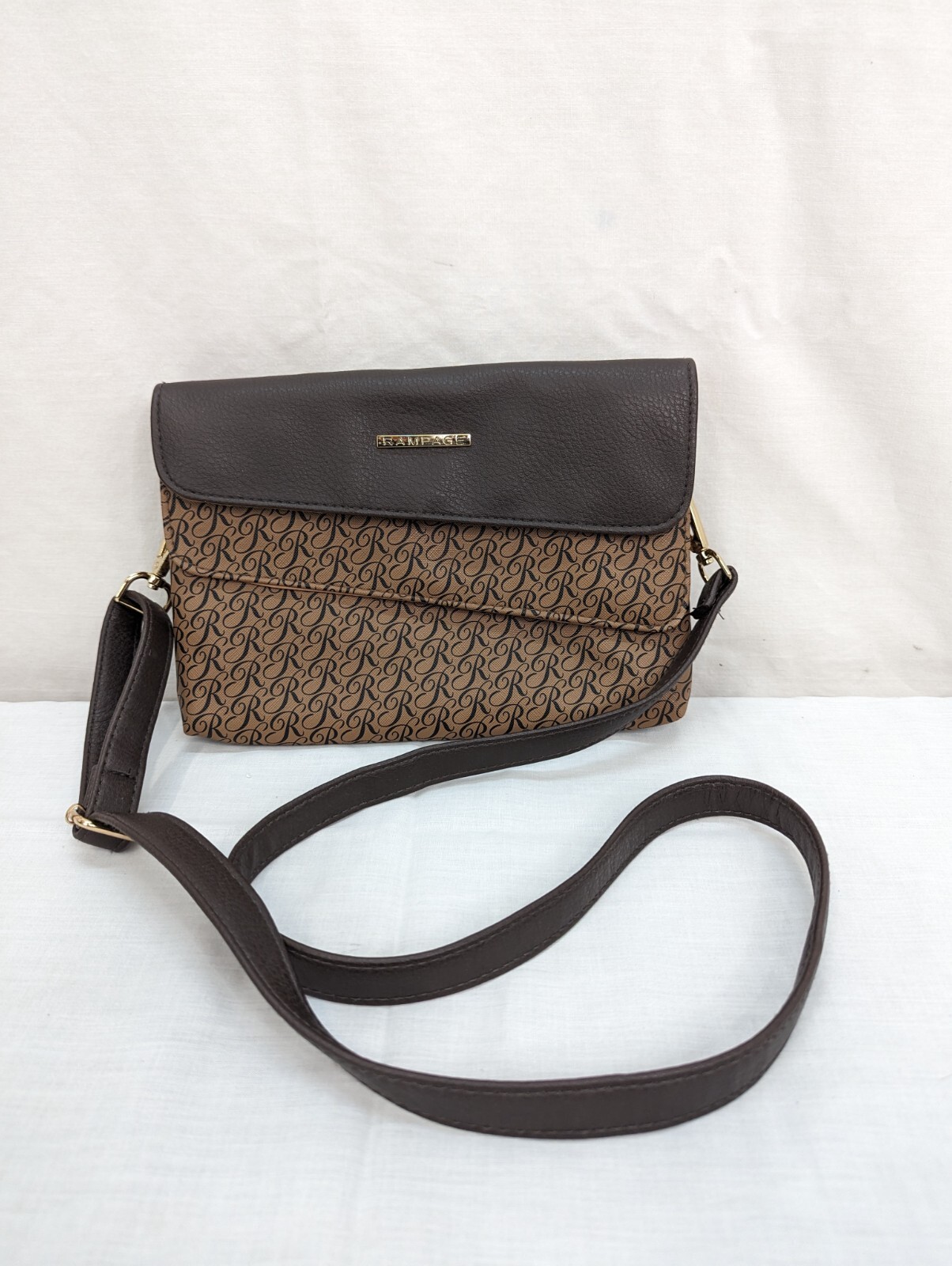 Rampage Womens Brown Shoulder Bag Two Section With Pockets