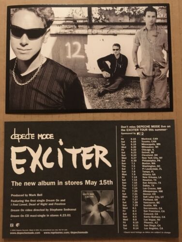 DEPECHE MODE Rare VINTAGE 2001 w/ TOUR DATES Set 2 PROMO POSTCARD for Exciter CD