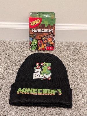 New! Minecraft Creeper Beanie Hat and UNO Card Game