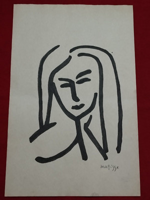 Henri Matisse  Drawing on paper (Handmade) signed and stamped mixed media.