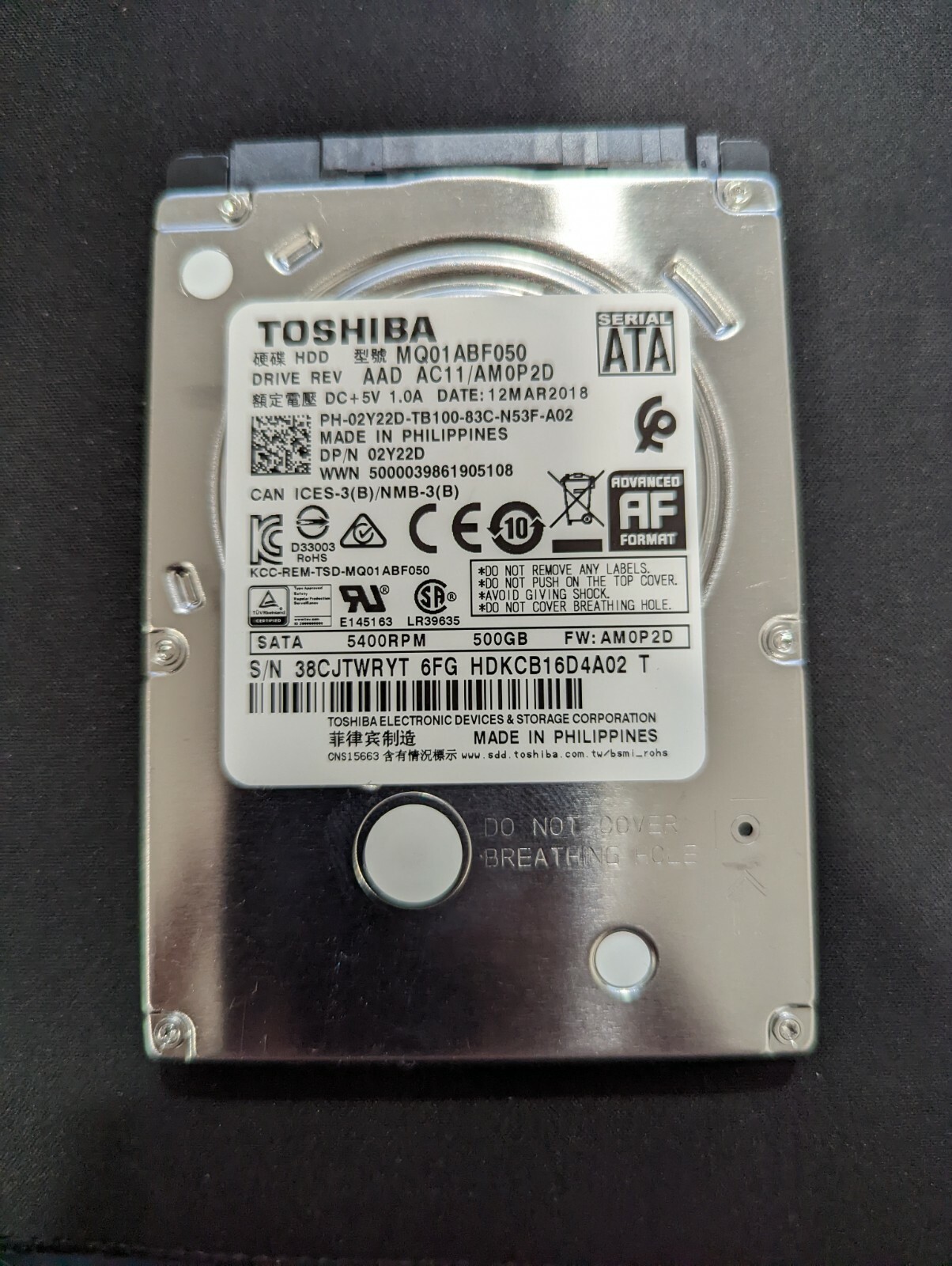 MQ01ABF050, AC11/AM0P2D, HDKCB16D4A02 T, Toshiba 500GB SATA 2.5 Hard Drive のeBay公認海外通販|セカイモン MQ01ABF050, AC11/AM0P2D, HDKCB16D4A02 T, Toshiba 500GB SATA 2.5 Hard Drive のeBay公認海外通販|セカイモン
