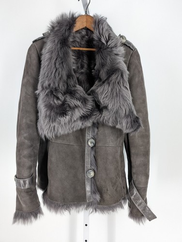Karl Donoghue Shearling Fur Leather Shawl Asymmetric Jacket Karl Donoghue Shearling Fur Leather Shawl Asymmetric Jacket
