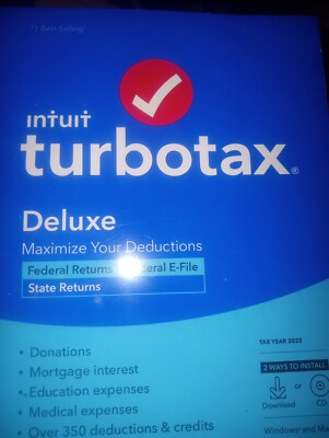 Intuit Turbotax Deluxe 2022 Federal and State Tax Software