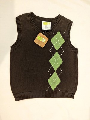 NWT Crazy 8 Boy Brown Preppy Argyle Knit Sweater Vest SIZE 2 Years