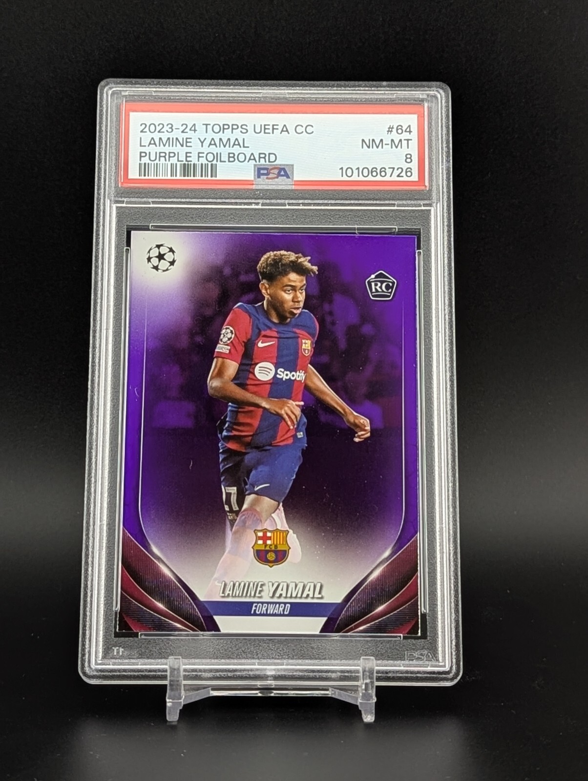 Lamine Yamal 2023-24 Topps UEFA CC #64 Purple Foilboard /299 Lamine Yamal 2023-24 Topps UEFA CC #64 Purple Foilboard /299