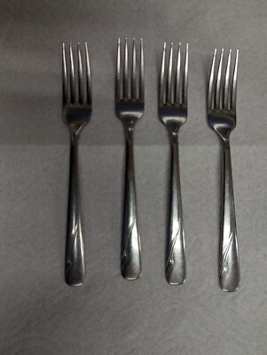 Oneida Oceanic Stainless Flatware Dinner Forks 7-1/4  Lot Of 4.  (#1#)