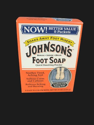 Johnsons Foot Soap Soak Soothes Tired Aching Feet Soften Calluses 1 box/8 packet