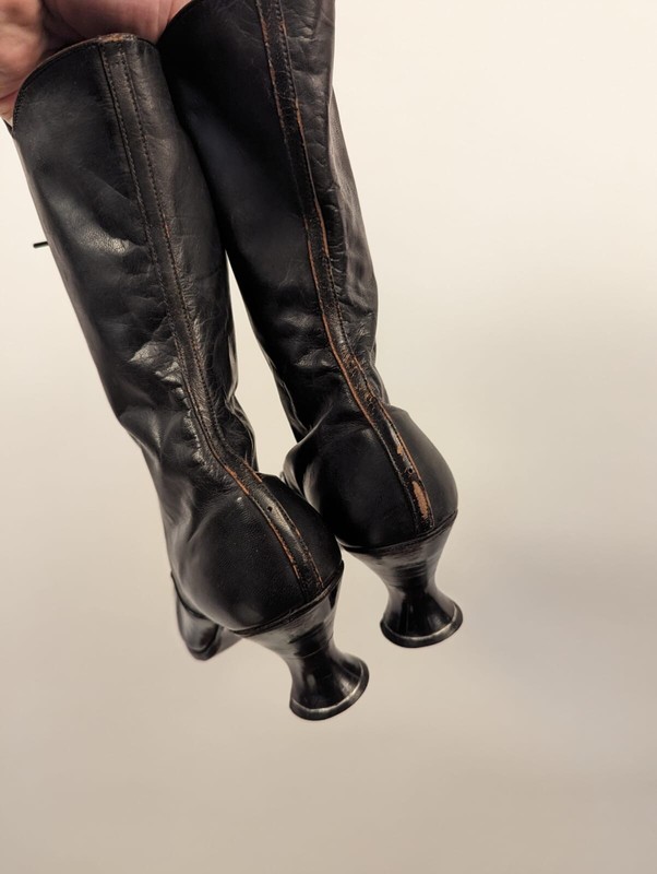 シューズ dead stock DEADSTOCK VICTORIAN 19TH C BLACK MATTE + PATENT LEATHER HIGH
