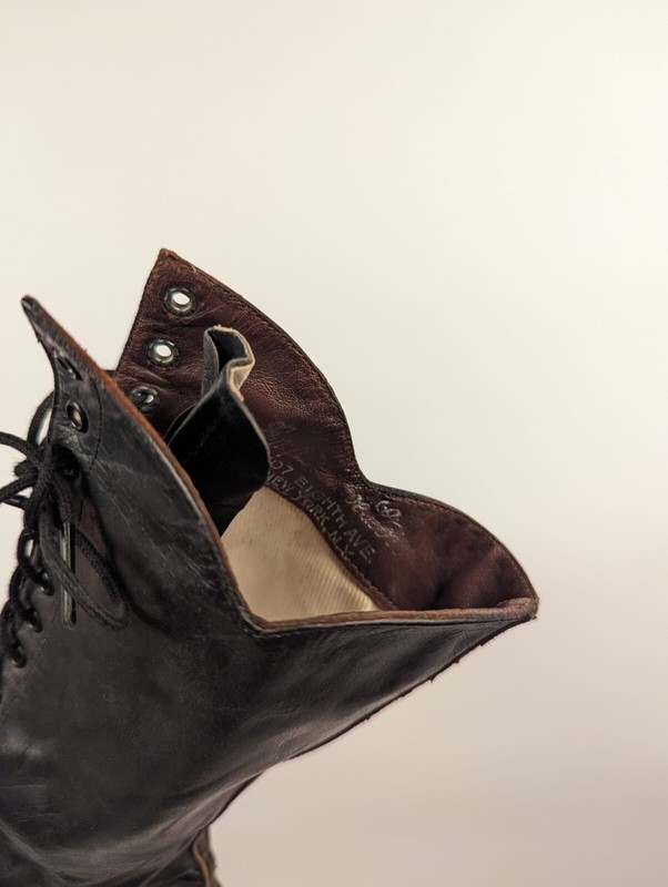 シューズ dead stock DEADSTOCK VICTORIAN 19TH C BLACK MATTE + PATENT LEATHER HIGH