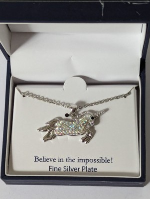 Belk Silverworks Flying Unicorn Crystal Charm Necklace