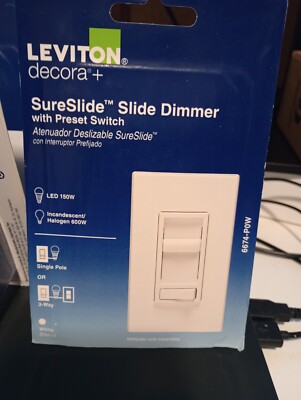   Leviton Decora+ SureSlide Slide Dimmer  6674-P0W White NEW