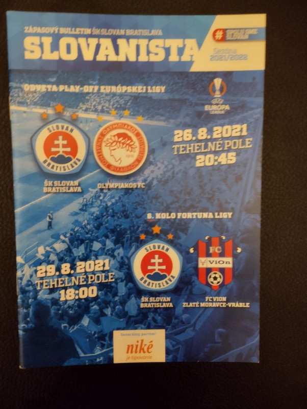 Slovan Bratislava - Olympiakos PirÃ¤Us 2021/22 El + Zlate Moravce Programm