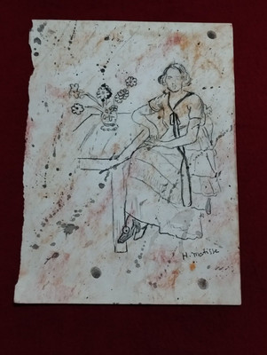 Henri Matisse  Drawing on paper (Handmade) signed and stamped mixed media.