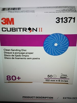 3M 31371 CUBITRON II Clean Sanding Hookit DISC 6'' 80+ Grit 50/Box