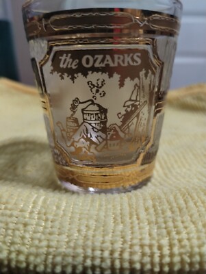 Culver Marked The Ozarks 22K Gold Trimmed Shot Glass 2 1/4'' Tall