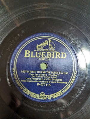 1937 78 rpm 10'' LOUIS ARMSTRONG I Gotta Right to Sing the Blues Blue Bird B6771