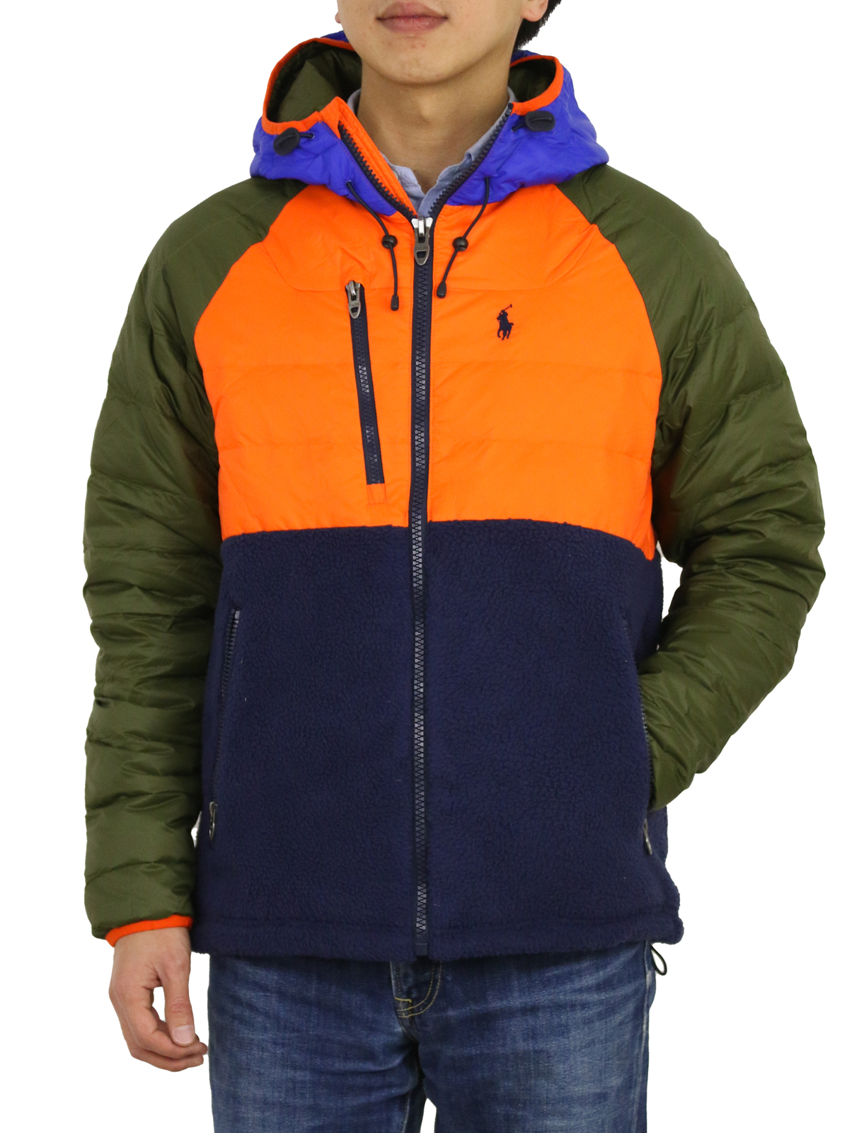 

Флисовая куртка-пуховик Polo Ralph Lauren - оранжевый/оливковый/синий, Orange;olive;navy