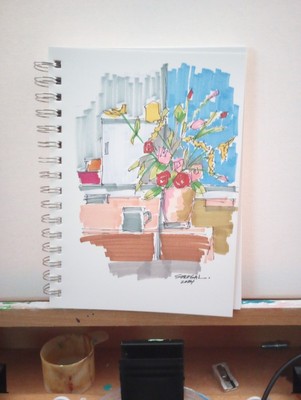 Still Life Marker Abstract Sketchbook Rendering 5.5 x 8.5