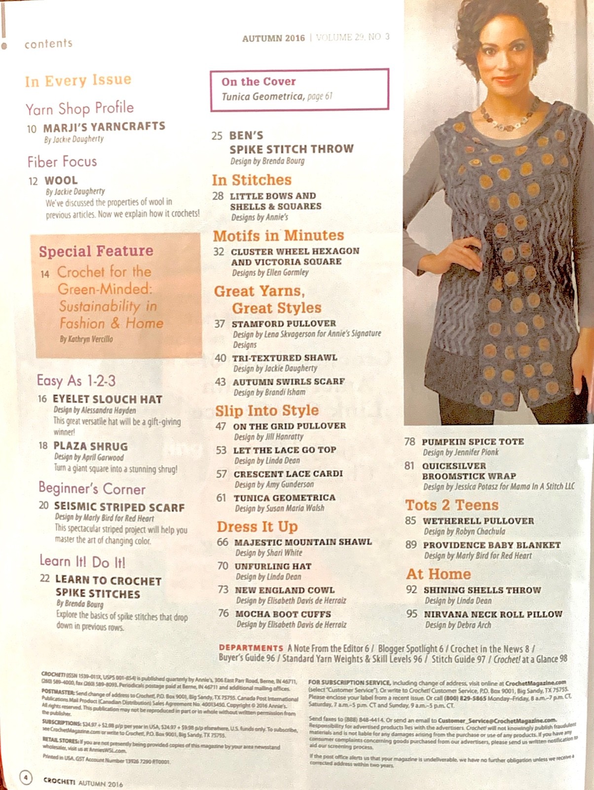 Defining Crochet! magazine Autumn, 2016 - Autumn sweaters, Spike stitches, etc.