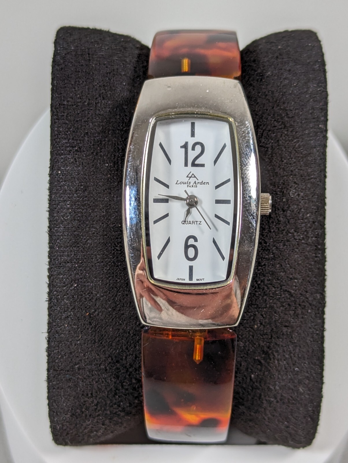 Louis Arden Paris White Dial Silver Tone Rectangle Case Faux