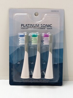 3 Count Platinum Sonic Toothbrush Replacement Brush Heads Tooth Brush New Sealed