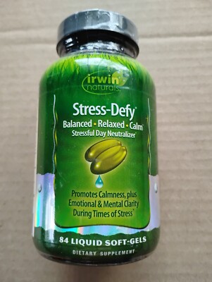Irwin Naturals STRESS DEFY (84 liquid soft-gels) calm relaxed --EXP 8/23