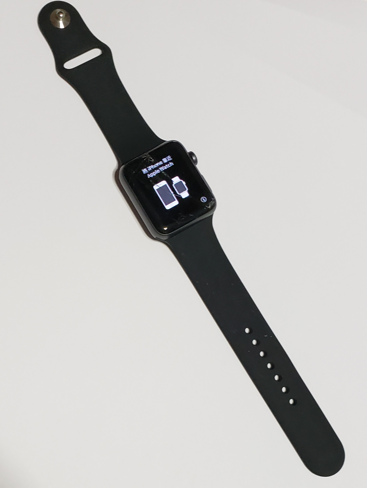 Apple Watch 42mm Series 2 Black Aluminum Case Black Band w CRACKS & GLUE RESIDUE Apple Watch 42mm Series 2 Black Aluminum Case Black Band w CRACKS & GLUE RESIDUE