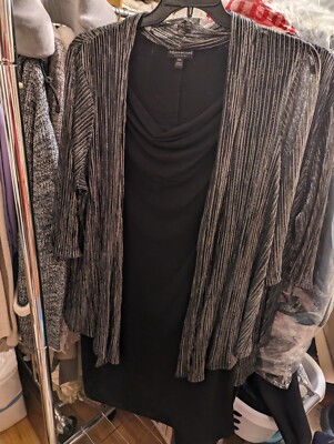 CONNECTED APPAREL WOMAN SIZE 18W BLACK/ METALLIC 3/4 SLEEVE ELEGANT DRESS 