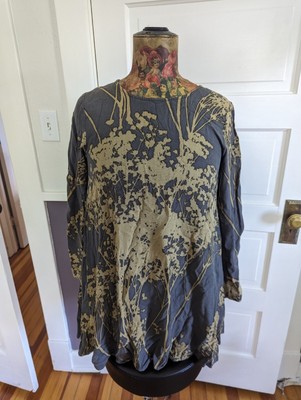 Bel Kazan Anthropologie Lagenlook Art To Wear Grey Tree Branch Tunic Top Sz M