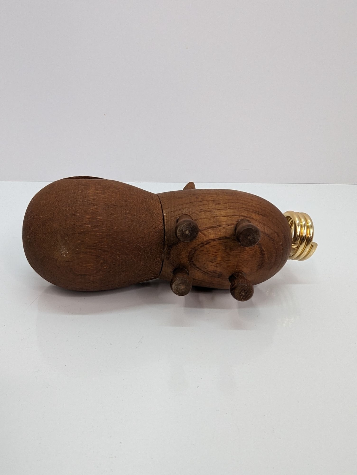 Vintage Zoo Line Teak Carved Hinged Wood Hippo Desk Accessory Organizer Japan