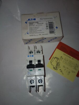 NEW GENUINE EATON FAZ-D2/2-NA CIRCUIT BREAKER 2A D 2P 480Y/277VAC 102180