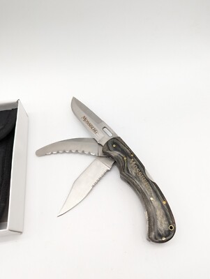 Meyerco Mossberg Utility Knife Lockback Folding Pocket Knife & Sheath With Box