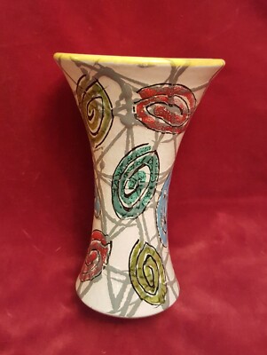 Vintage 1960's FRATELLI FANCIULLACCI Italy Pottery Abstract Design Vase Hand Pai