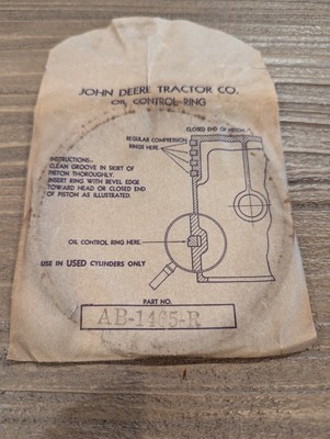 Vintage John Deere 1950s Oil Control Ring In Original Package Part # AB-1465-R