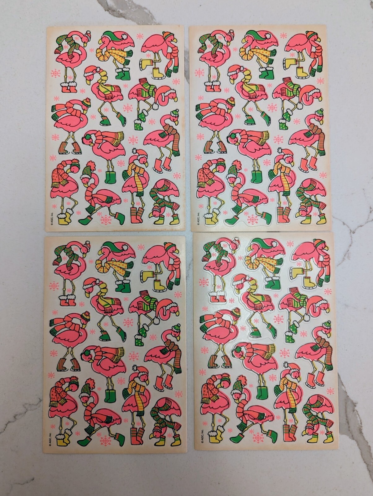 Vintage Hallmark Flamingo Stickers Set of 4