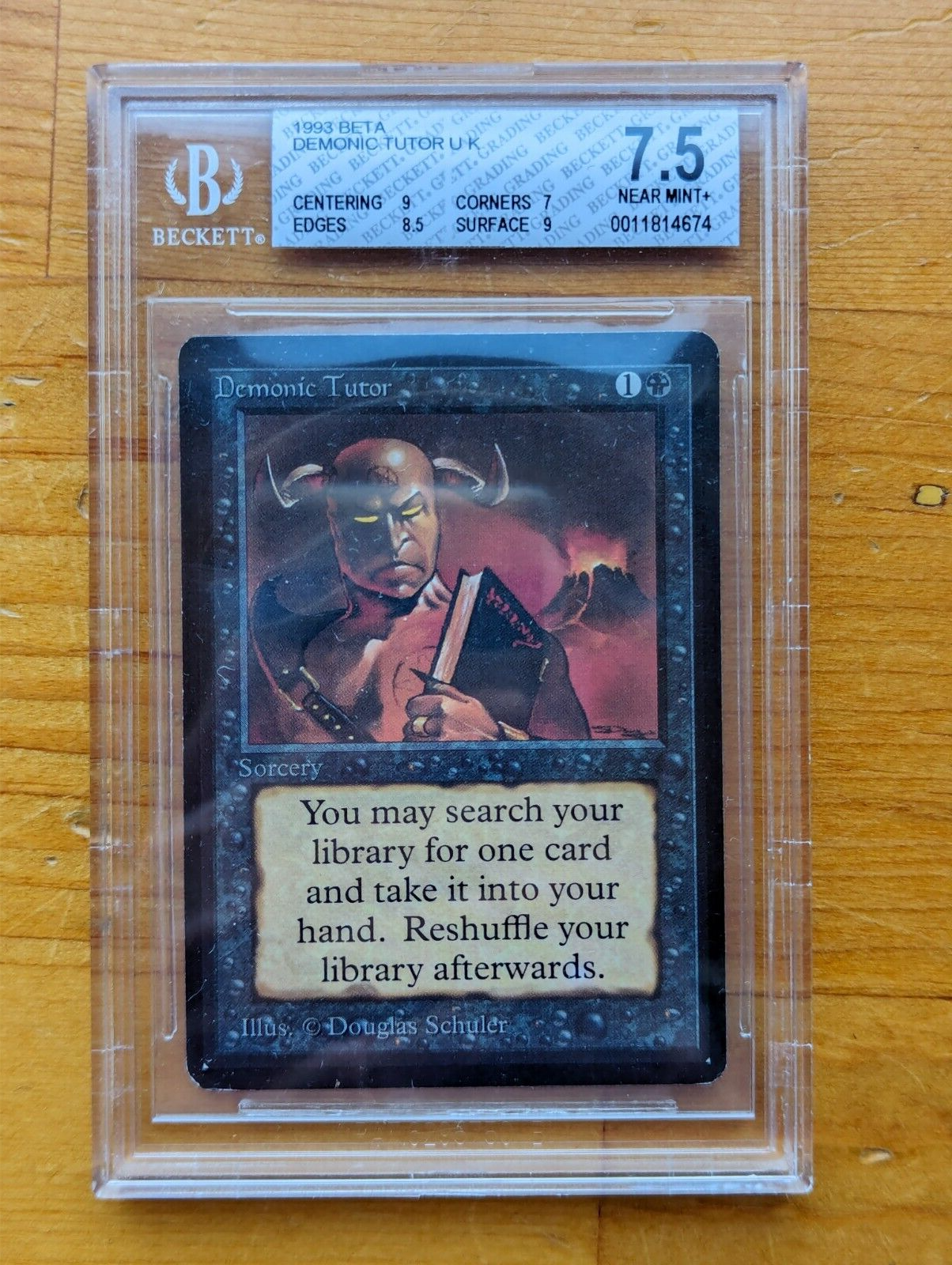 マジック：ザ・ギャザリング Demonic Tutor Beta MTG MTG Beta Demonic Tutor, graded 7.5 (subgrades 9, 8.5, 7, 9