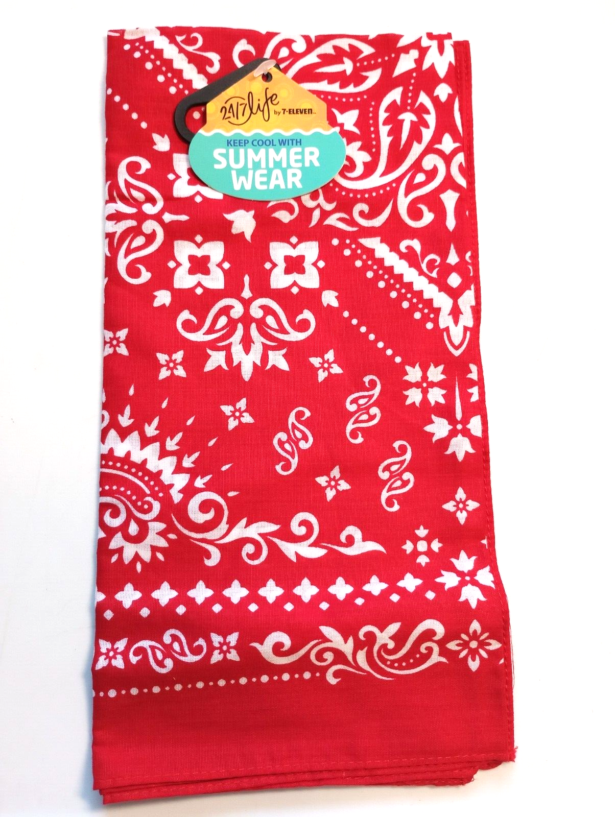 Red Paisley Pattern Bandana Summer Wear 7- Eleven With Tag