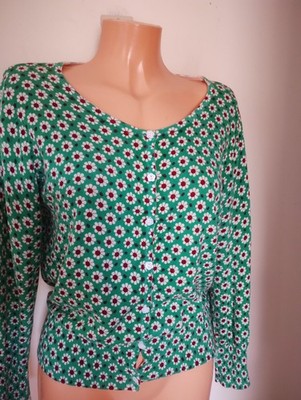 Uttam Boutique Green Daisy Print Cardigan Size 12/14