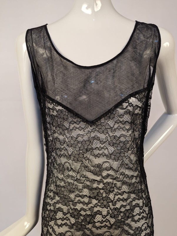 SLINK LATE 1920'S BLACK LACE + NET DRESS W FLARE TRUMPET BOTTOM | eBay