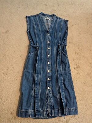 Etica Issa Seamed Dress Size S Blue Denim Ethically Made