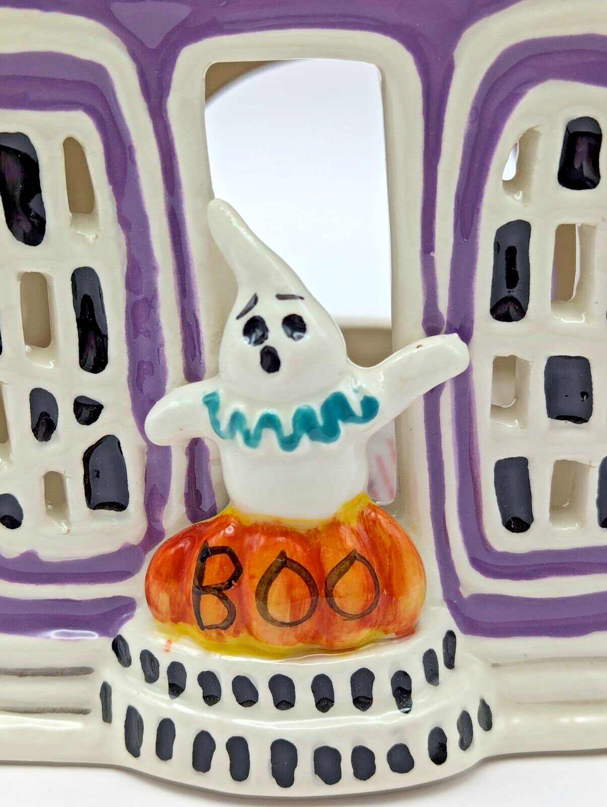 NEW Blue Sky Clayworks FOLK ART Halloween Mansion Tealight Candle House 10” NWT