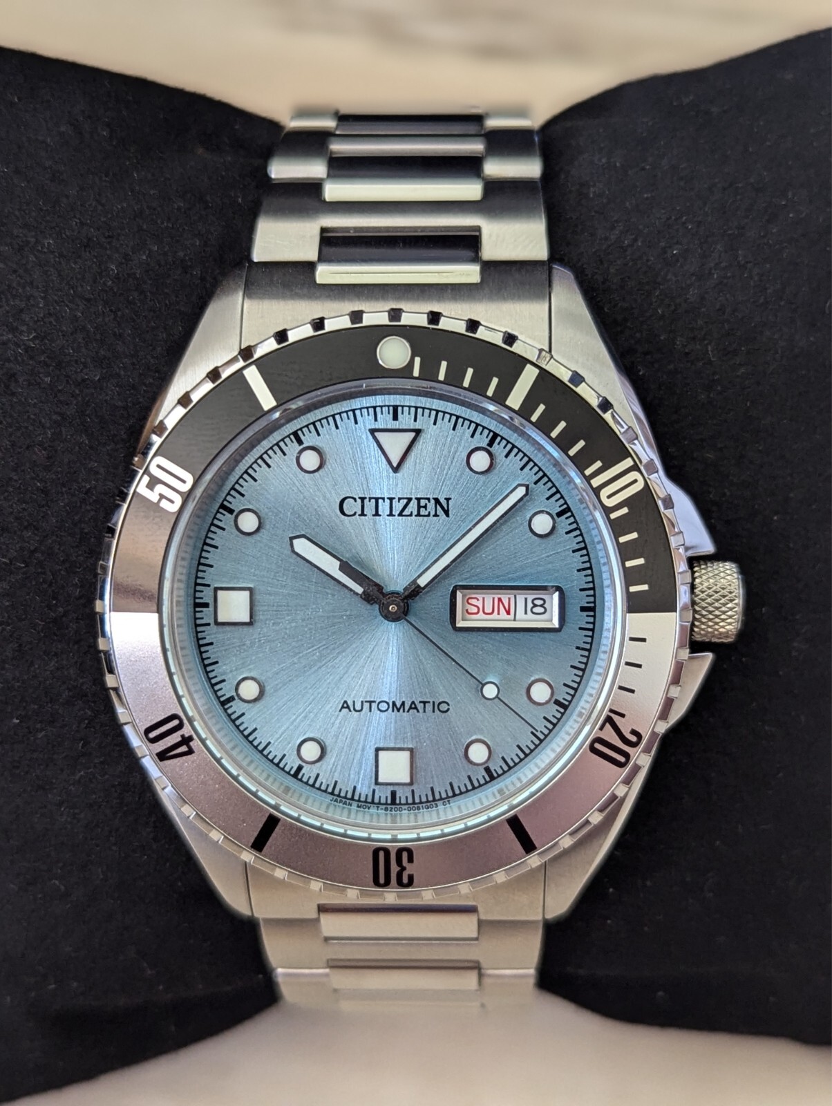 Pre-owned Citizen Automatic Sapphire Crystal Blue Dial Nh7530-52l Sports Watch