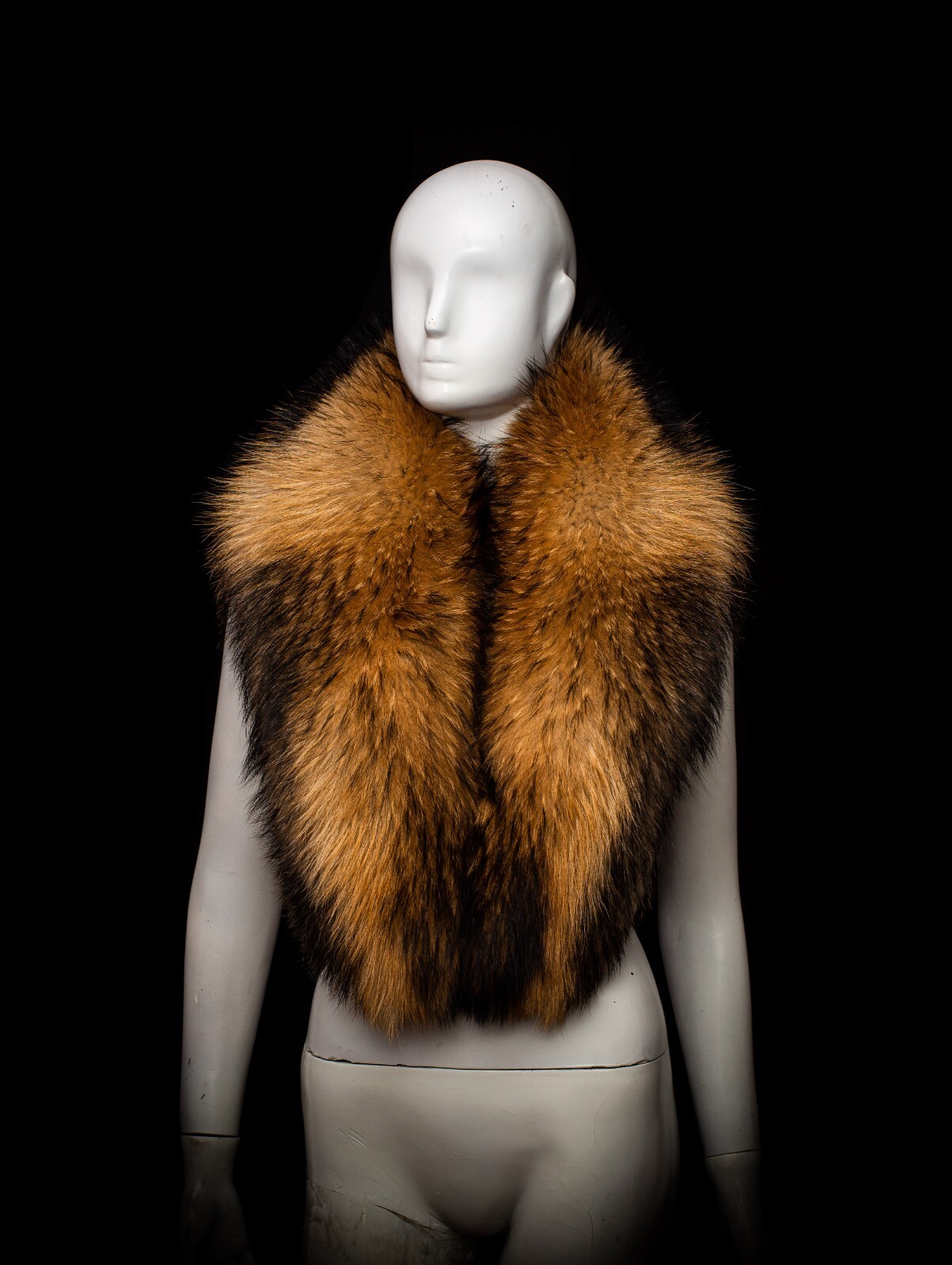 Pre-owned Handmade Massive Golden Finn Raccoon Men's Wrap Collar Scarf Stole