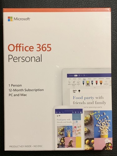 Microsoft Office 365 Personal (1 PC/Mac) 1 Year Subscription SEALED